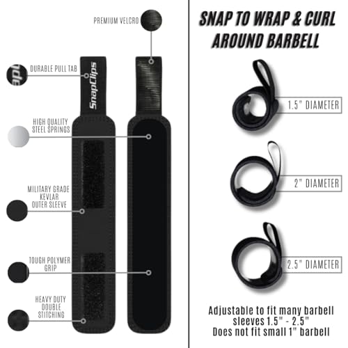 SnapClips Barbell Collars - Black / Simple Design - 2 Inch Olympic Weight Clamps