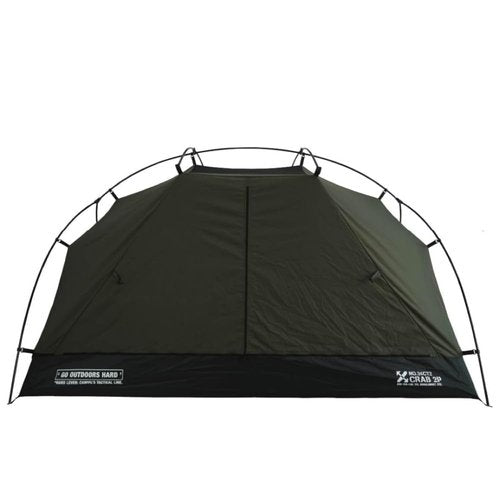 CAMVIL Crab 2 Person Double Layer Black Canvas Cotton Tent, Portable Breathable Easy Set Up Backpacking Tent (Green)