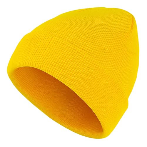 Halloween Yellow Beanie with Vintage Steampunk Goggles Knit Yellow Hat Punk Sunglasses Cosplay Set for Women Men