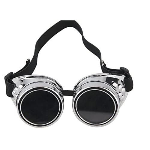 Steampunk Goggles Glasses Vintage Welding Gothic (Silver Glasses)