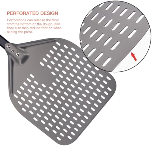 12 x 15 Inch Rectangular Aluminum Pizza Peel - 47 Inch Overall with Long Handle