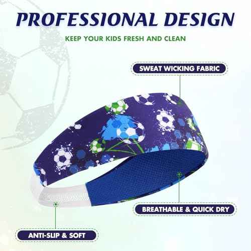 Kids Sports Headbands for Boys - Soccer Sweatbands for Kids, Athletic Headbands for Running, Basketball, Football, and Outdoor Play, Ages 4-9
