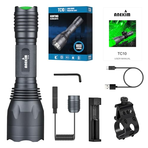 ANEKIM Green Hunting Light Kit - 1800 Lumens, 1200m Range, Waterproof