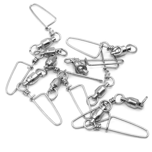 Emma Kites 100lb Fishing Swivel with Coastlock Snap & Ball Bearing - 20pcs, Size 4#