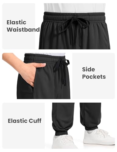 Auranso Boys Sweatpants Kids Mesh Athletic Pants Quick Dry Joggers Black 13-14 Years