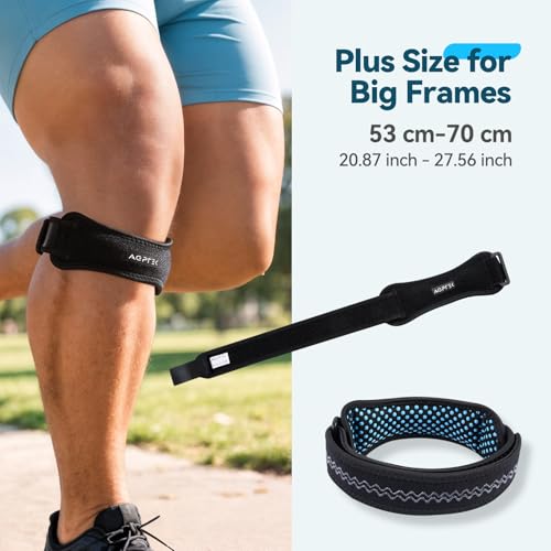 AGPTEK Plus Size Knee Brace for Women & Men, Pain Relief Patella Tendon Knee Strap 2 Pack, Adjustable Knee Support Band for Running Weightlifting Baseball Tennis Volleyball Jogging Bicycle Climbing, 20.87-27.56in