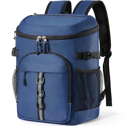 Navy Blue Cooler Backpack, Leak-Proof Insulated Bag for Men & Women - Medium
