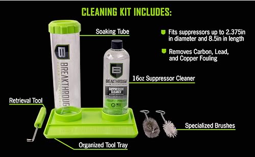 Suppressor Cleaning Kit with 16oz Cleaner & Tools for Firearms Maintenance