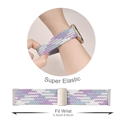 Magnetic Braided Fitness Watch Strap for Fitbit Versa 4, Versa 3, Sense, Sense 2 - Violet/Grayish Blue/Grape Purple