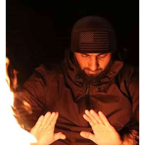 American Flag Fleece Watch Cap, Winter Warm Fleece Beanie, USA Army Military Tactical Beanie Hat