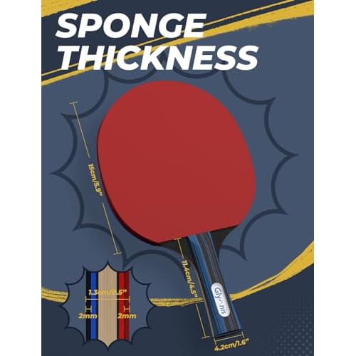 Glymnis Ping Pong Paddles Set Table Tennis Rackets with Balls, Storage Case for Indoor Outdoor Table Tennis Paddle Game Accessories