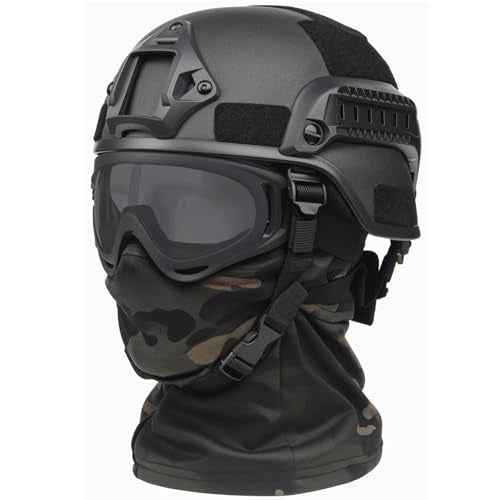 Airsoft Helmet,Black Tactical Helmet with Airsoft Accessories,Tactical Airsoft Gear