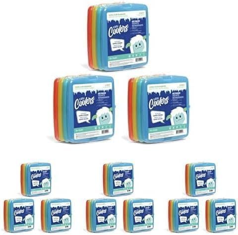 Cool Coolers By Fit & Fresh 4 Pack Slim Ice Packs, Quick Freeze Space Saving Reusable Ice Packs for Lunch Boxes or Coolers, Multi Colored, Single Pack