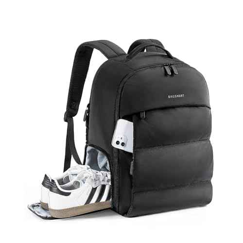 BAGSMART 30L Travel Backpack for Women, Carry on Backpack for Airplanes, Gym Backpack with Shoe Compartment, Lightweight Travel Bag Fits 15.6 Inch, Water-Resistant, Black