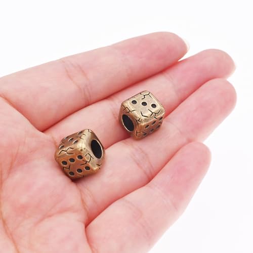 Brass Dice Beads for Paracord Keychains and Jewelry - 2PCS