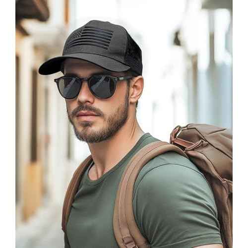 American Flag Trucker Hat Baseball Cap Snapback Fitted Hats for Men Women Snap Closure Design Breathable Mesh Side Durable