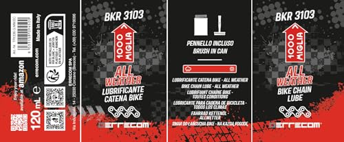 Errecom 1000 Miglia BKR 3103-4 fl oz (120 mL) Can, All Weather Lube Bike Chain, for All Weather Conditions, Brush Included