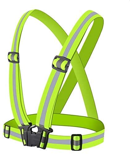 GEMILY Neon Green Vest Reflective High Visibility Safety Warning Vest Sparkly Adjustable Straps for Walking Jogging Cycling(Green)