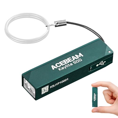 ACEBEAM Keylite 500 High Lumens Keychain Flashlight Rechargeable, Ultra-Compact Flat Pocket EDC Flashlight with Dual LEDs, 6 Modes, Type-C Charging, Small MINI Flash Light for Emergency, Home, Outdoor