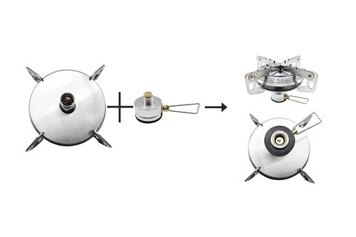 Catermos Portable Camping Stove Burner, with Butane Gas Adapter, For Camping, Backpacking, Outdoor Cooking, Outdoor Fising, Outdoor Hiking, Picnic, etc.