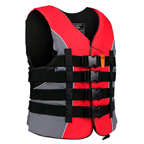 Adult USCG Approved Water Sports Life Jacket - Red, Large