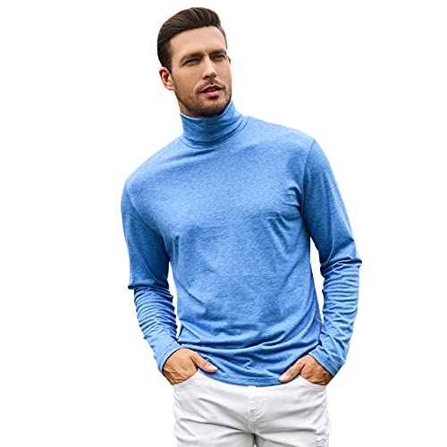 LONGBIDA Men's Turtleneck Long Sleeve Pullover Shirt Basic Thermal Top Stretch Slim Fit Sweaters