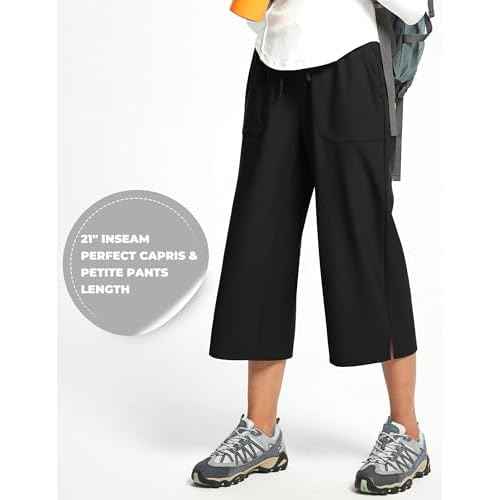 FitsT4 Sports Women's Wide Leg Hiking Capris Quick Dry Long Shorts UPF50+ Lightweight Water Resistant Cropped Pants