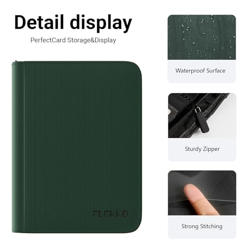 Premium 9 Pocket Trading Card Binder with Zipper - Card Collection Album for TCG, MTG, Sports Cards, Green