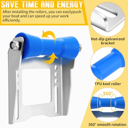8 Inch Boat Trailer Keel Roller Assembly Kit with Galvanized Bracket and TPU Roller