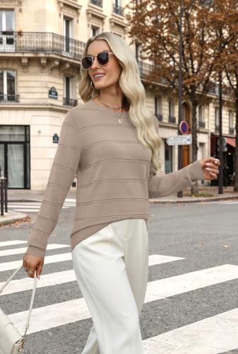 Fall Outfits for Women 2026 Hollow Out Knit Sweater - Brown, XL