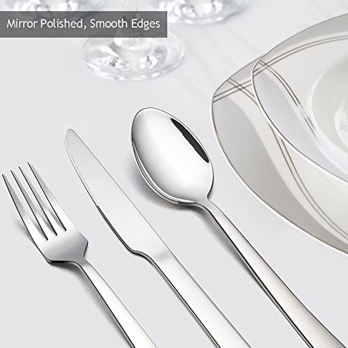 E-far 10-Piece Stainless Steel Flatware Set for 2 - Modern Silverware