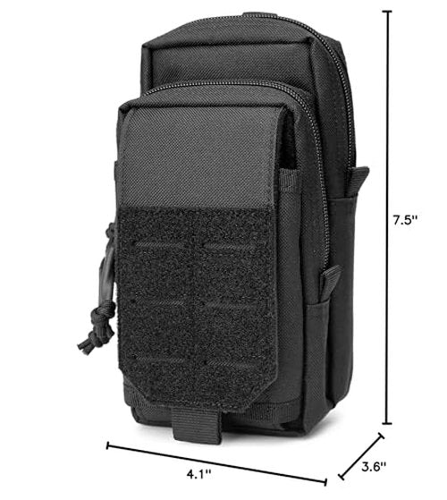 MOZETO Tactical Molle Pouch, Large Mobile Phone Belt Pouch Water-Resistant Utility Black Molle Pouches for Vest