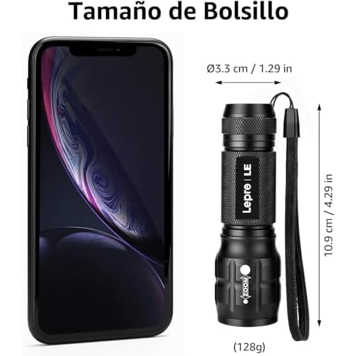 Lighting EVER LED Flashlights High Lumens, Small Flashlight, Waterproof, Adjustable Focus Flash Light for Outdoor, Emergency, Camping, AAA Batteries Included, 2 Pack