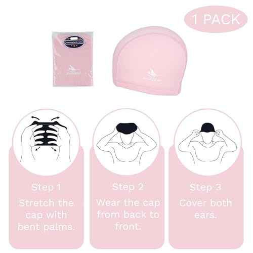 Fabric Swim Cap - One Size Pink Swim Cap, Cloth Swimcap for Long and Short Hair for Men, Women, Boy, Girl, Lightweight and Comfortable, Perfect for Pool, Beach, Lap Swimming