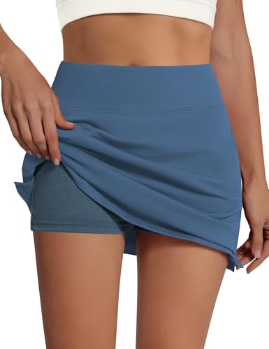 Women's Skort with Built-in Shorts and Pockets - Cotton Tennis & Golf Mini Skirt
