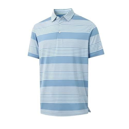 MICHEL ROUEN Mens Polo Shirts Heather Jacquard/Print/Striped Performance Moisture-Wicking Casual Collared Golf Shirts for Men