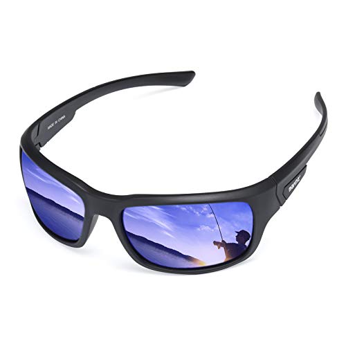 Floating Polarized Fishing Sunglasses for Men Women UV400 Lenses - Black Frame Blue Revo