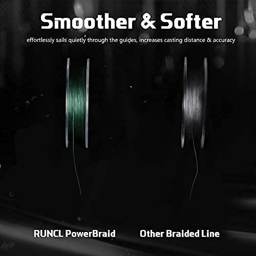 RUNCL PowerBraid Braided Fishing Line 40lb 300yd Moss Green Seamless Weaving