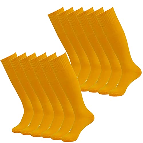 Knee High Soccer Socks for Baseball Softball Football 12 Pairs Mustard Yellow - Variation of THIS listing