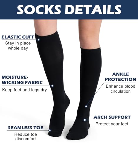 (3 Pairs) Compression Socks 20-30 mmHg Knee High Support Stockings for Women Men - Black Pink Blue Small-Medium Variation of THIS listing