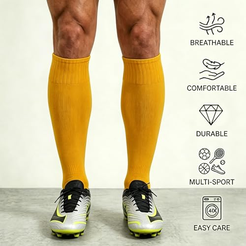 Knee High Soccer Socks for Baseball Softball Football 12 Pairs Mustard Yellow - Variation of THIS listing