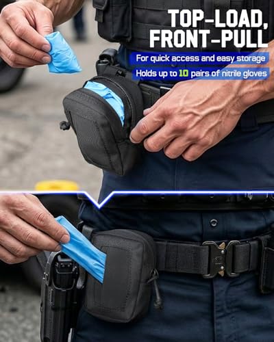 Police Duty Glove Holder Pouch with Molle System - Black