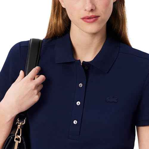 Lacoste Women's Short Sleeve Slim Fit Stretch Pique Polo Shirt