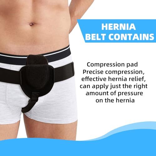 Men's Inguinal Hernia Support Belt with Removable Pads - Adjustable Groin Brace