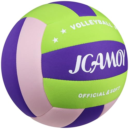 Indoor Soft Volleyball - Standard Size - Green Pink Purple - Noise-Reducing & Durable