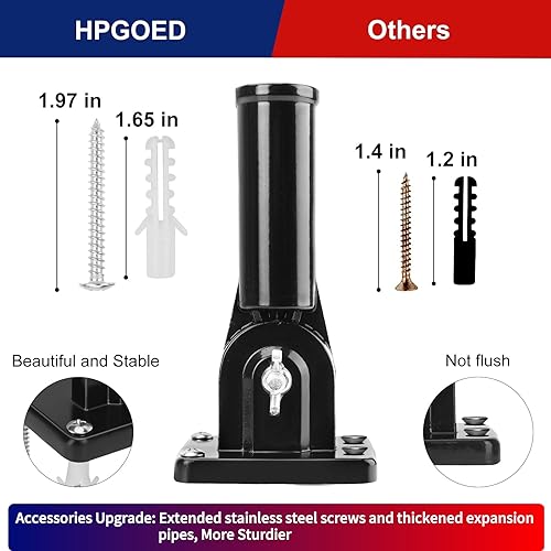 Flag Pole Kit, 6 FT Flag Pole for Outside House, with Heavy Duty Holder Bracket, Aluminum Alloy Tangle Free Rings, Thickened Stainless Steel Flagpoles for Residential, Outdoor or Porch, 1 Inch Black