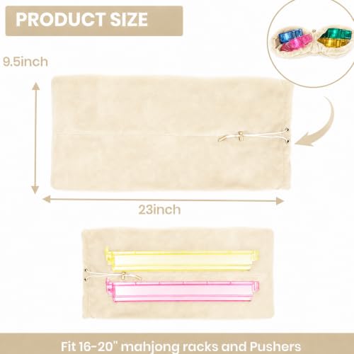 Mahjong Rack Bag with 4 Dividers for 16-20 Inch Racks - Beige White