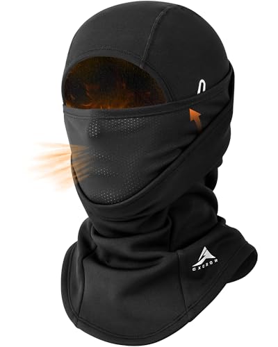 GXCROR Thermal Ski Mask for Men & Women, Windproof Balaclava for Snow, Black