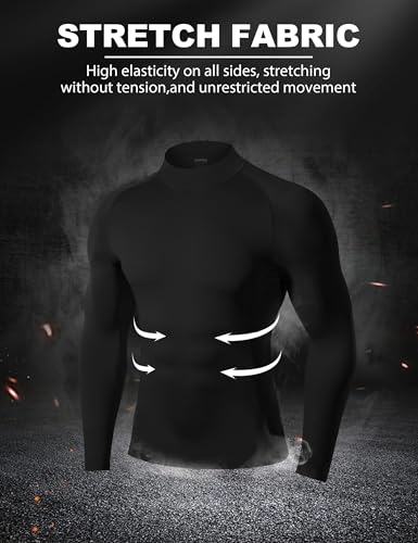 Men's Mock Turtleneck Compression Shirt Long Sleeve Undershirt