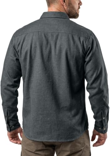 Men's Flannel Shirt - All Cotton Button Down, Long Sleeve, Brushed Warm Casual Plaid, Grey Large Tall Variation